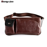 Men Messenger PU Leather Small Chest Bag Sling Travel Crossbody
