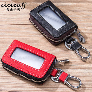 Leather Car Key Holder Keychain Organizer Women Keys Wallet