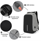 Anti-theft Waterproof Business Backpack 15 Inch USB Rechargeable