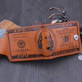 Men's Short Wallet Magnetic Buckle Double Line Foldable PU Leather Wallet