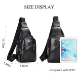Men's USB Charging Chest Bag PU Leather Shoulder Travel Bag