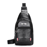 Men's USB Charging Chest Bag PU Leather Shoulder Travel Bag