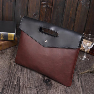 Men's Crazy Horse Leather Briefcase Office Folder Handbag Vintage File Bag