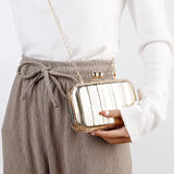 Metal Square Evening Bag Silver Wedding Clutch Chain Shoulder Crossbody