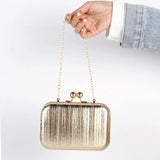 Metal Square Evening Bag Silver Wedding Clutch Chain Shoulder Crossbody