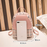 Small PU Leather Backpack Korean-style Bag Grid Pattern Female Backpacks