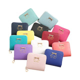 Mini Bow Women Wallet Small Wallet Short Leather Zipper Purses Portefeuille
