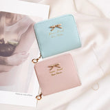 Mini Bow Women Wallet Small Wallet Short Leather Zipper Purses Portefeuille