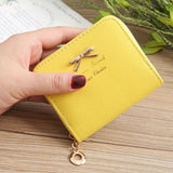Mini Bow Women Wallet Small Wallet Short Leather Zipper Purses Portefeuille