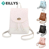 Mini Leather Backpack Shoulder Bag For Ladies Women's Solid Brown Backpack