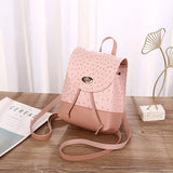 Mini Leather Backpack Shoulder Bag For Ladies Women's Solid Brown Backpack