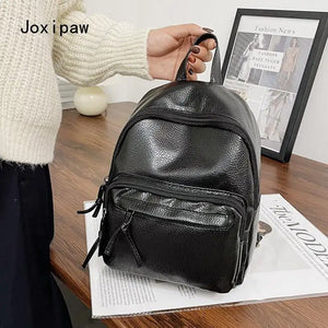 Women's Pu Leather Backpack Large Capacity Casual Travel Bag