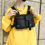 Orange Gray Techwear Vest Bag Chest Backpack Multi-Pockets