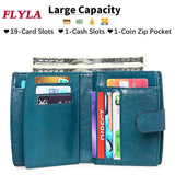RFID Oil Wax Cowhide Retro Zipper Wallet Women Coin Purse