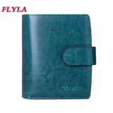 RFID Oil Wax Cowhide Retro Zipper Wallet Women Coin Purse