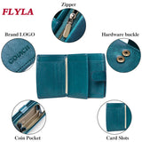 RFID Oil Wax Cowhide Retro Zipper Wallet Women Coin Purse