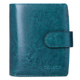 RFID Oil Wax Cowhide Retro Zipper Wallet Women Coin Purse