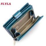 RFID Oil Wax Cowhide Retro Zipper Wallet Women Coin Purse