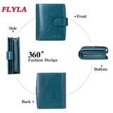 RFID Oil Wax Cowhide Retro Zipper Wallet Women Coin Purse