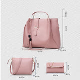 3-pc Set PU Leather Women Handbag Small Shoulder Crossbody Bag