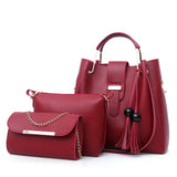 3-pc Set PU Leather Women Handbag Small Shoulder Crossbody Bag