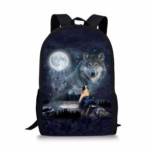 3D Cartoon School Bag For Gilrs Boys Wolf Pattern Backpack Children School Bags