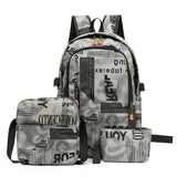 3pcs/set Junior Laptop Backpacks High Schoolbag Boys Men School Backpack