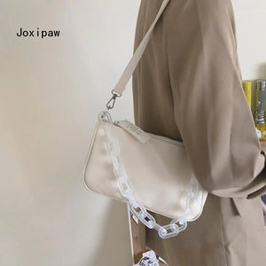 Acrylic Chain Large Capacity Shoulder Bag Vintage Casual