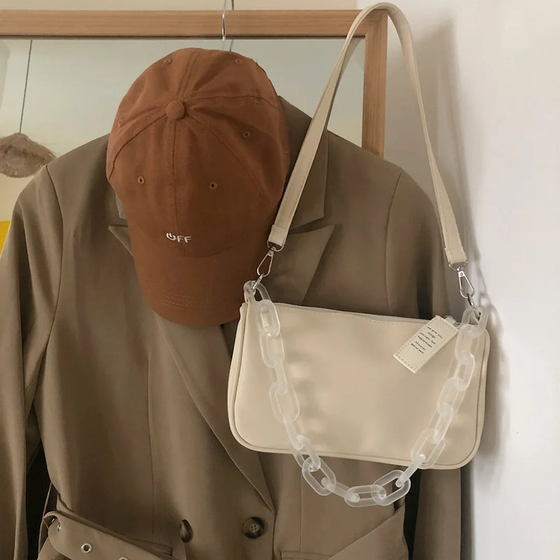 Acrylic Chain Large Capacity Shoulder Bag Vintage Casual