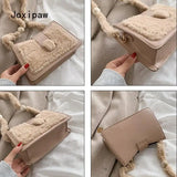 Plush Shoulder Bag for Women Girl Autumn Winter PU Leather Crossbody Bags