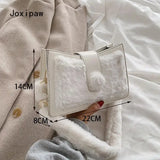Plush Shoulder Bag for Women Girl Autumn Winter PU Leather Crossbody Bags