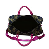 Travel Weekender Bag Camouflage Nylon Duffle Tote Pink Handles