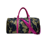 Travel Weekender Bag Camouflage Nylon Duffle Tote Pink Handles