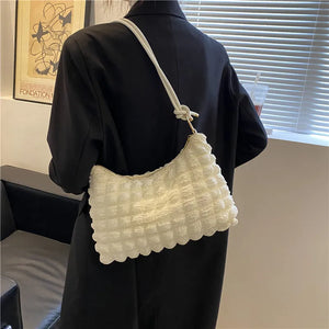 Autumn Solid Lingge Underarm Bag Women's Style Dumpling Bag