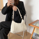 Autumn Solid Lingge Underarm Bag Women's Style Dumpling Bag