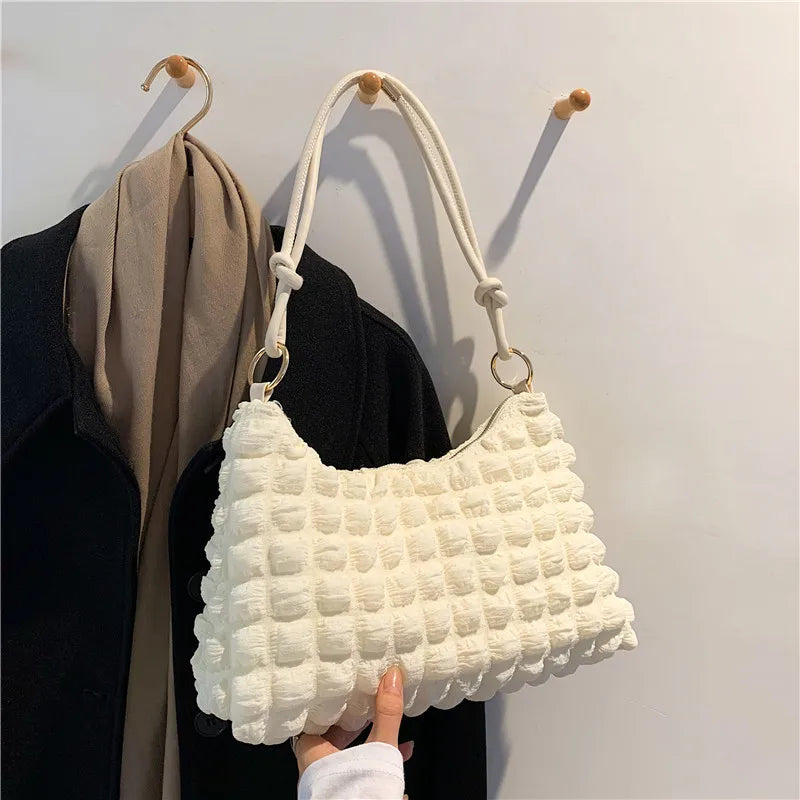 Autumn Solid Lingge Underarm Bag Women's Style Dumpling Bag