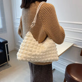 Autumn Solid Lingge Underarm Bag Women's Style Dumpling Bag