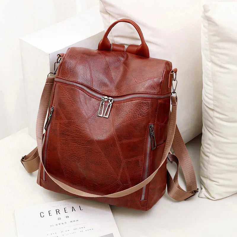 Leather School Bag for Girls High Leisure Travel Shoulder Bag
