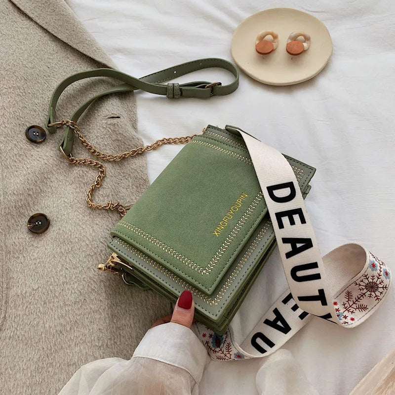 PU Leather Messenger Bag Wild Texture Shoulder Square Bag