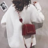 PU Leather Messenger Bag Wild Texture Shoulder Square Bag