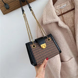 PU Leather Solid Shoulder Chain Bag Messenger Tote Bag
