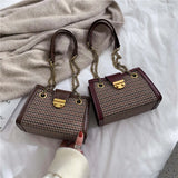 PU Leather Solid Shoulder Chain Bag Messenger Tote Bag
