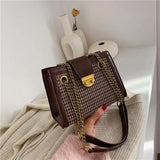 PU Leather Solid Shoulder Chain Bag Messenger Tote Bag