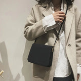 PU Leather Frosted Shoulder Bag Solid Soft Messenger Small Square Bag