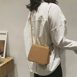 PU Leather Frosted Shoulder Bag Solid Soft Messenger Small Square Bag