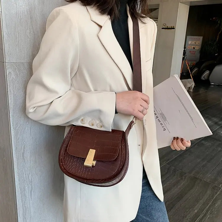 PU Leather Stone Pattern Messenger Square Bag Shoulder Bag