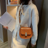 PU Leather Stone Pattern Messenger Square Bag Shoulder Bag
