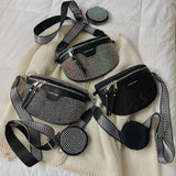 Women's Rhinestone Shoulder Messenger Bag All-match Saddle Tide Rhinestone Bag