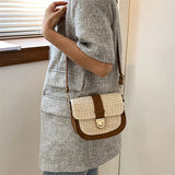 Braided Beach Ladies Saddle Bag Woven Rattan Bags For Ladies