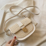 Braided Beach Ladies Saddle Bag Woven Rattan Bags For Ladies